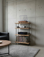 Load image into Gallery viewer, Audio &amp; Vinyl Stand - Pipe And Wood Designs 