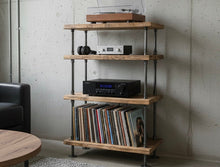 Load image into Gallery viewer, Audio &amp; Vinyl Stand - Pipe And Wood Designs 