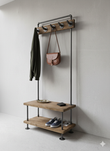Load image into Gallery viewer, Entryway Coat Rack &amp; Bench - Pipe And Wood Designs 