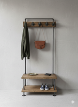 Load image into Gallery viewer, Entryway Coat Rack &amp; Bench - Pipe And Wood Designs 