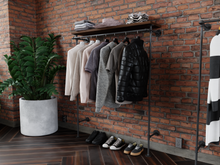 Load image into Gallery viewer, Pipe garment rack - with shelf - Pipe And Wood Designs 