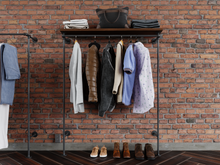 Load image into Gallery viewer, Pipe garment rack - with shelf - Pipe And Wood Designs 