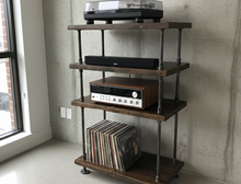 Load image into Gallery viewer, Audio &amp; Vinyl Stand - Pipe And Wood Designs 