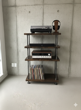 Load image into Gallery viewer, Audio &amp; Vinyl Stand - Pipe And Wood Designs 