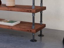 Load image into Gallery viewer, Industrial Pipe &amp; Wood Console Table - Pipe And Wood Designs 