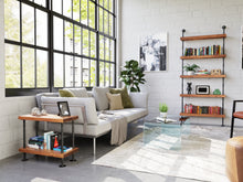 Load image into Gallery viewer, Pipe and Wood Shelving Unit - Floor to Ceiling - Pipe And Wood Designs 