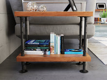 Load image into Gallery viewer, 2 Plank Side Table - Pipe And Wood Designs 