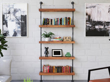 Load image into Gallery viewer, Pipe and Wood Shelving Unit - Floor to Ceiling - Pipe And Wood Designs 