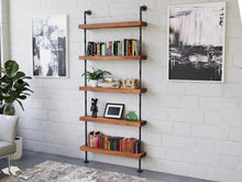 Load image into Gallery viewer, Pipe and Wood Shelving Unit - Floor to Ceiling - Pipe And Wood Designs 