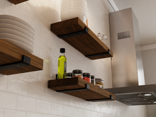 Load image into Gallery viewer, Wood Shelf with J Brackets (1 shelf) - Pipe And Wood Designs 