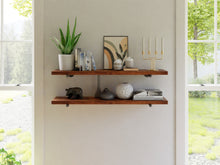Load image into Gallery viewer, Wood Shelf with Pipe Brackets  (2 shelves) - Pipe And Wood Designs 