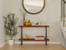 Load image into Gallery viewer, Industrial Entryway Table with Shelf - Pipe And Wood Designs 