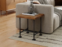 Load image into Gallery viewer, Industrial Pipe and Wood Side Table - Pipe And Wood Designs 