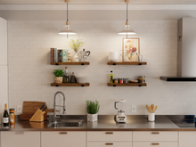 Load image into Gallery viewer, Wood Shelf with J Brackets (1 shelf) - Pipe And Wood Designs 