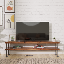 Load image into Gallery viewer, Modern Industrial TV Stand: Wide Edition - Pipe And Wood Designs 