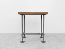 Load image into Gallery viewer, Industrial Pipe and Wood Side Table - Pipe And Wood Designs 